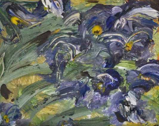 painted blue and yellow flowers