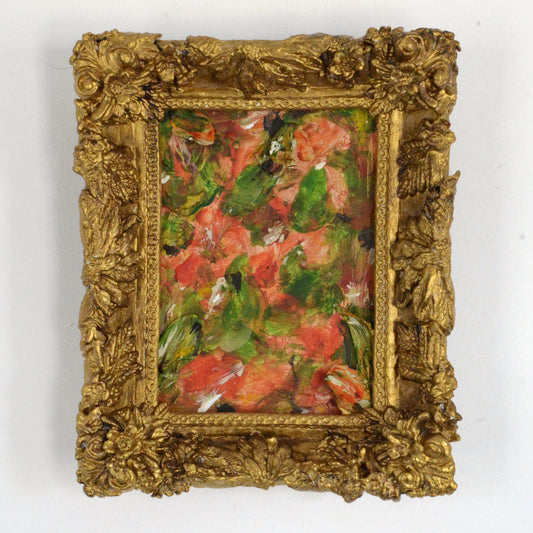 Framed artwork with floral design on a white background