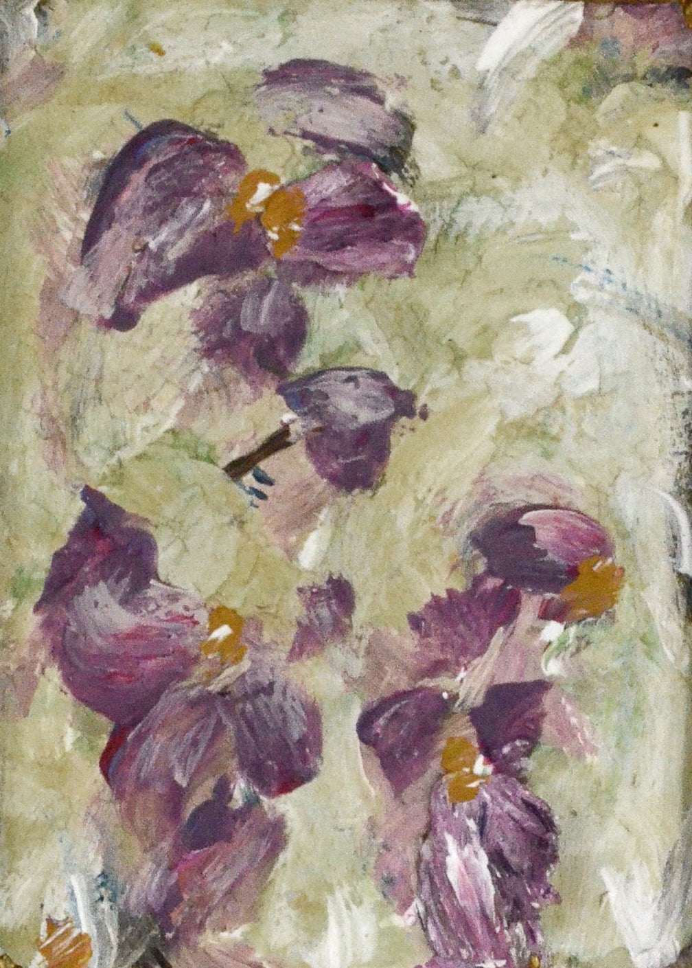 Decorative gold frame with a floral painting on a white background